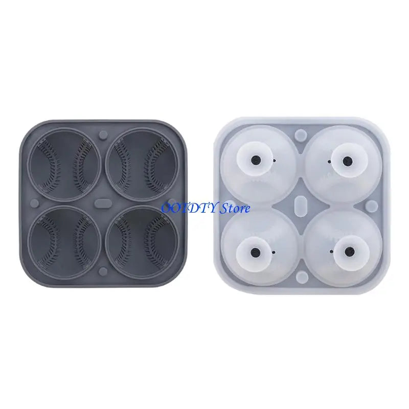367A 3D Baseball Ice Cubes Mold Silicone Round Ice Ball Maker for Creative Drink and Parties Popsicles Making Tool