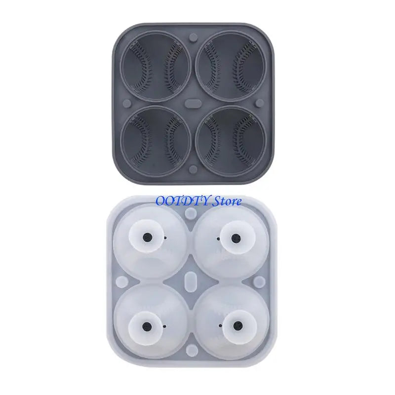 367A 3D Baseball Ice Cubes Mold Silicone Round Ice Ball Maker for Creative Drink and Parties Popsicles Making Tool