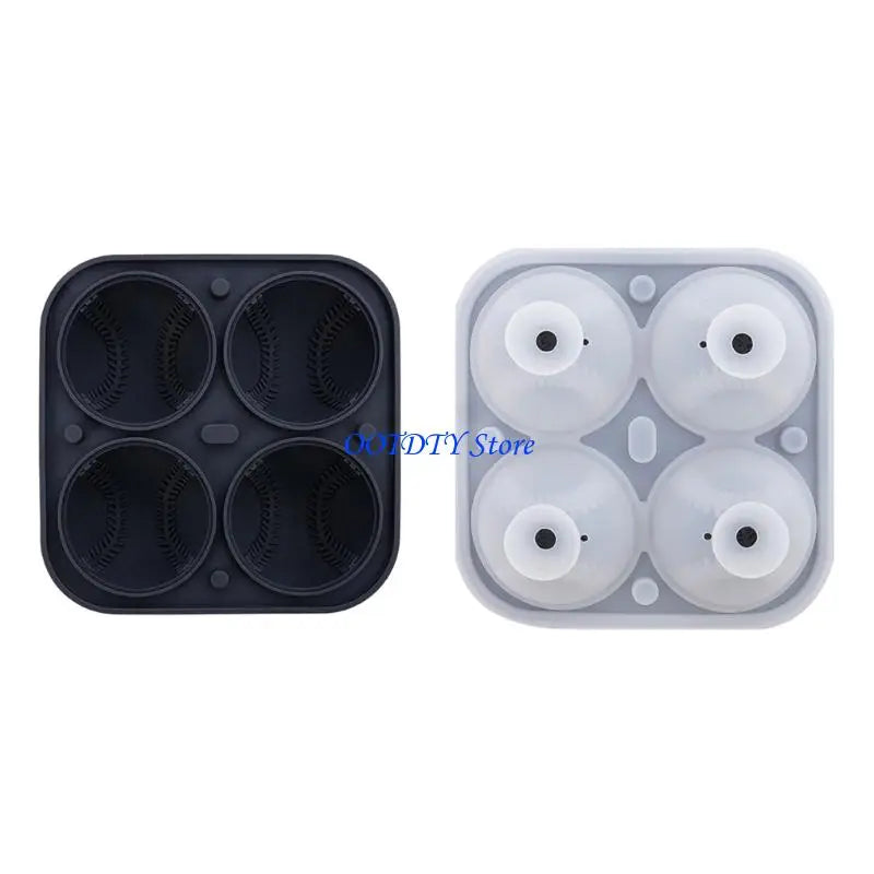 367A 3D Baseball Ice Cubes Mold Silicone Round Ice Ball Maker for Creative Drink and Parties Popsicles Making Tool