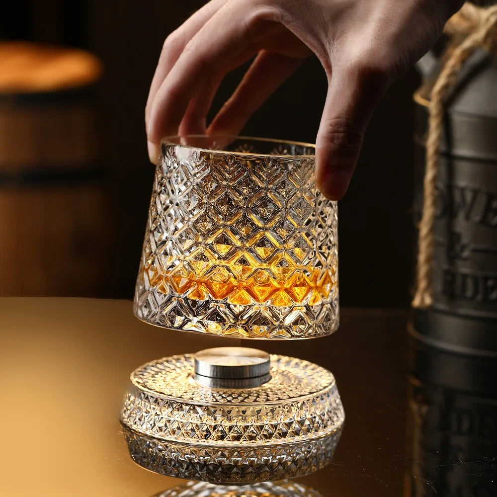 Rotating Crystal Whiskey Glass