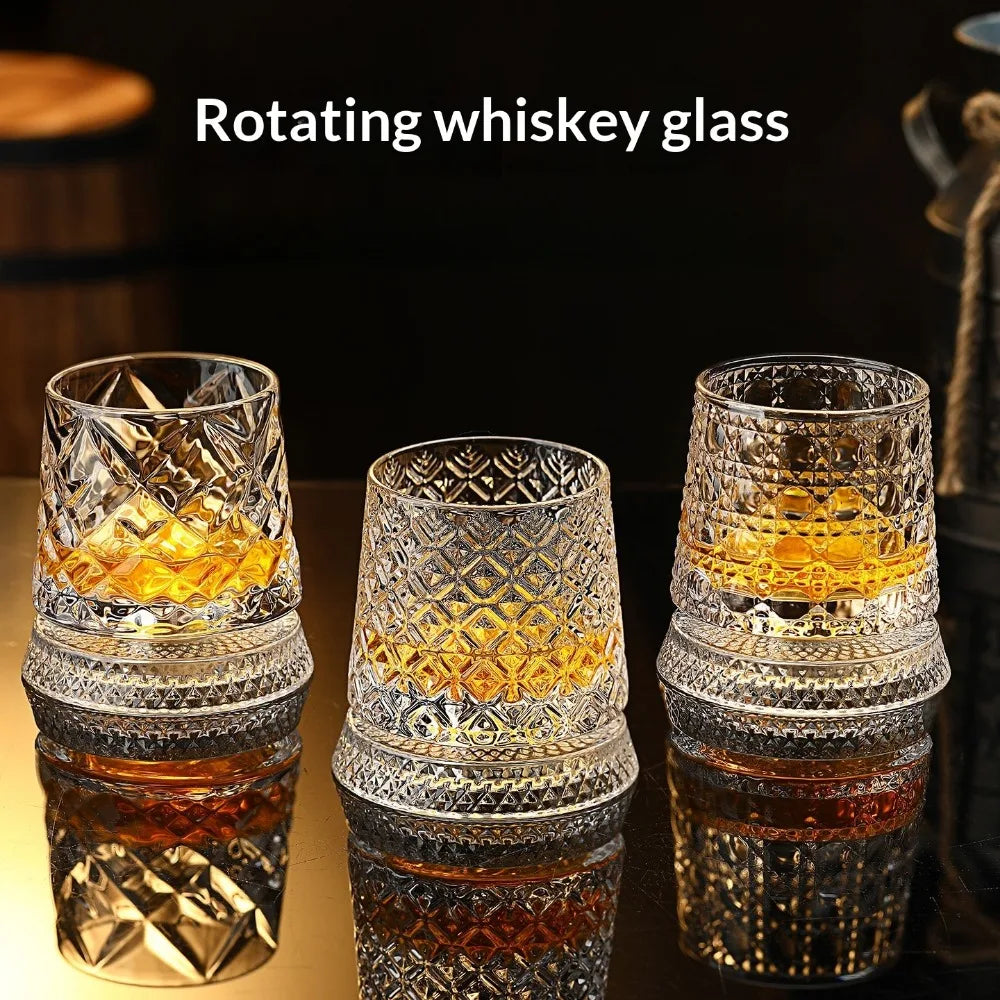 Rotating Crystal Whiskey Glass
