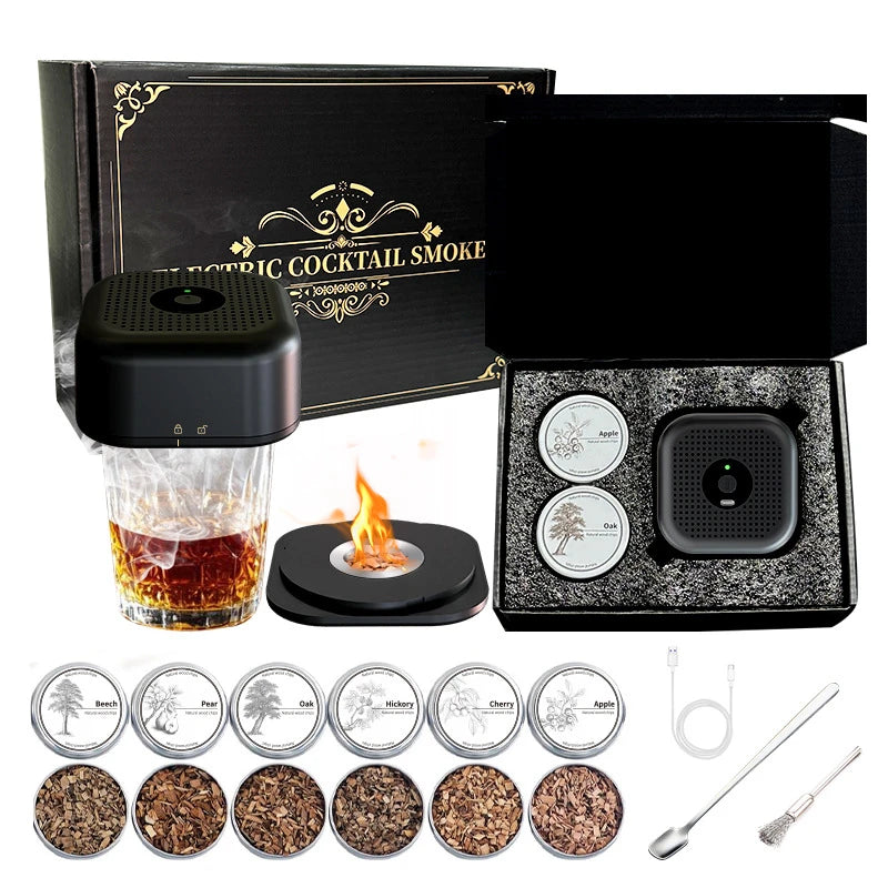 Rechargeable Electric Whiskey Smoker Gun – Multipurpose Cocktail Fog Machine with Wood Chips, Home & Professional Bar Tool
