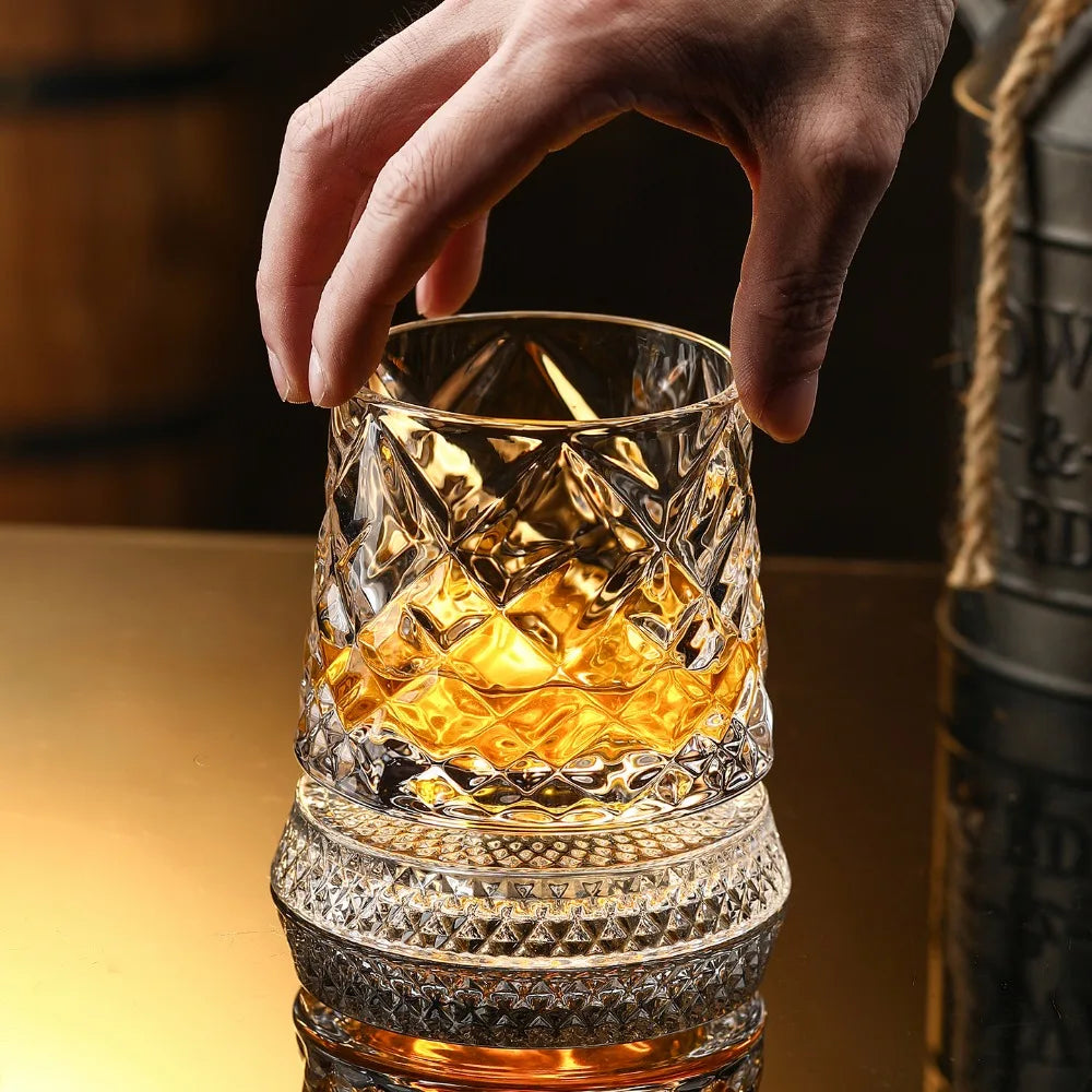Rotating Crystal Whiskey Glass