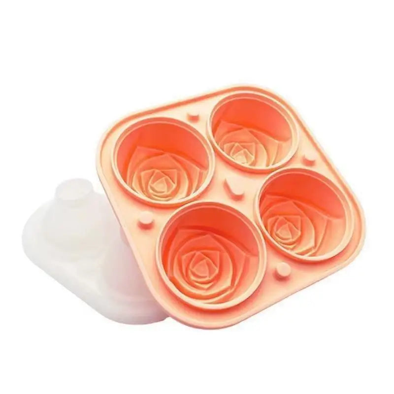 1pcs Elegant Rose Shaped Ice Cube Mold Reusable Food Grade Silicone IceTray Ice Ball Mold For Effortless Dessert Summer Drinks