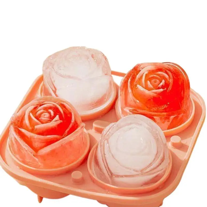 1pcs Elegant Rose Shaped Ice Cube Mold Reusable Food Grade Silicone IceTray Ice Ball Mold For Effortless Dessert Summer Drinks