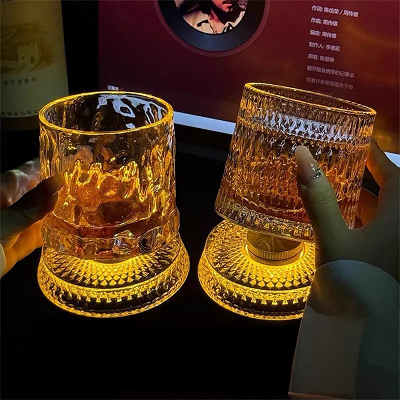 LED Glowing Rotating Whiskey Glass